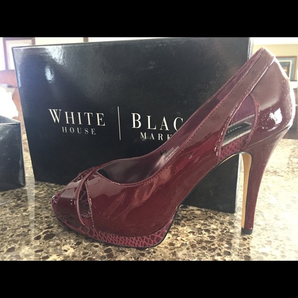 White House Black Market Cranberry peep toe shoes